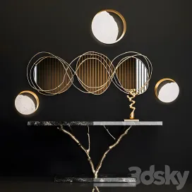 Ginger jagger primitive console vine triptych mirror eclipse wall lamp